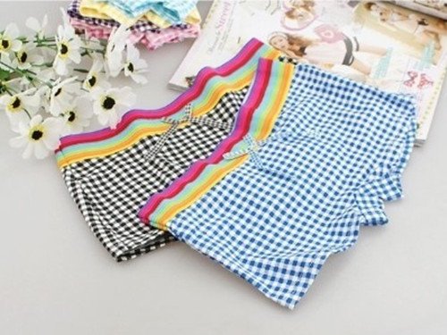 Women's Plaid underwear cotton Candy Panties Free shipping 7158