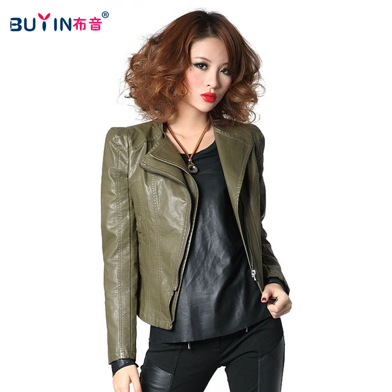 Women's pocket motorcycle PU clothing jacket