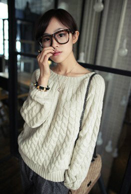 women's preppy style vintage all-match casual o-neck sweater elegant brief women's long-sleeve sweater