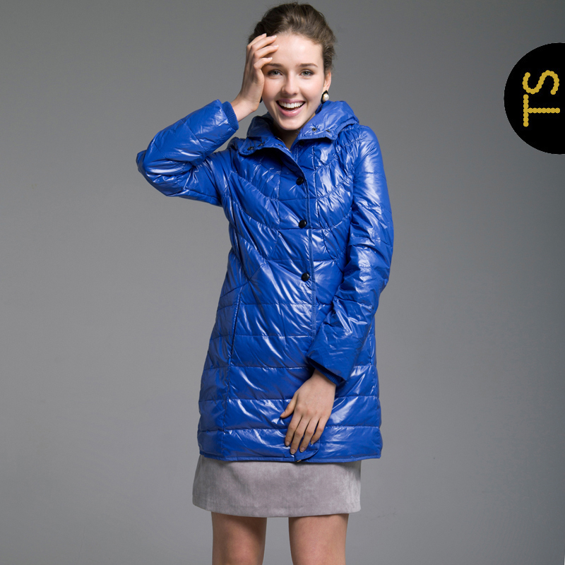 Women's prothorax elastic smoke formal long design with a hood female wadded jacket down coat