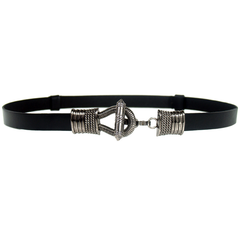 Women's pure first layer of cowhide strap fashion hasp automatic adjust buckle genuine leather belt decoration black