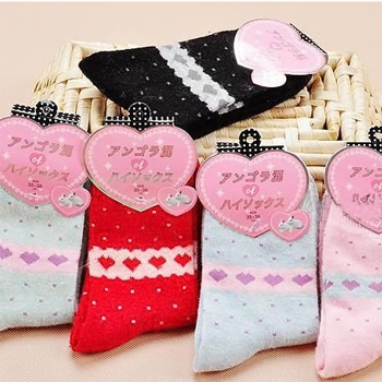 Women's rabbit love dot thickening thermal wool socks