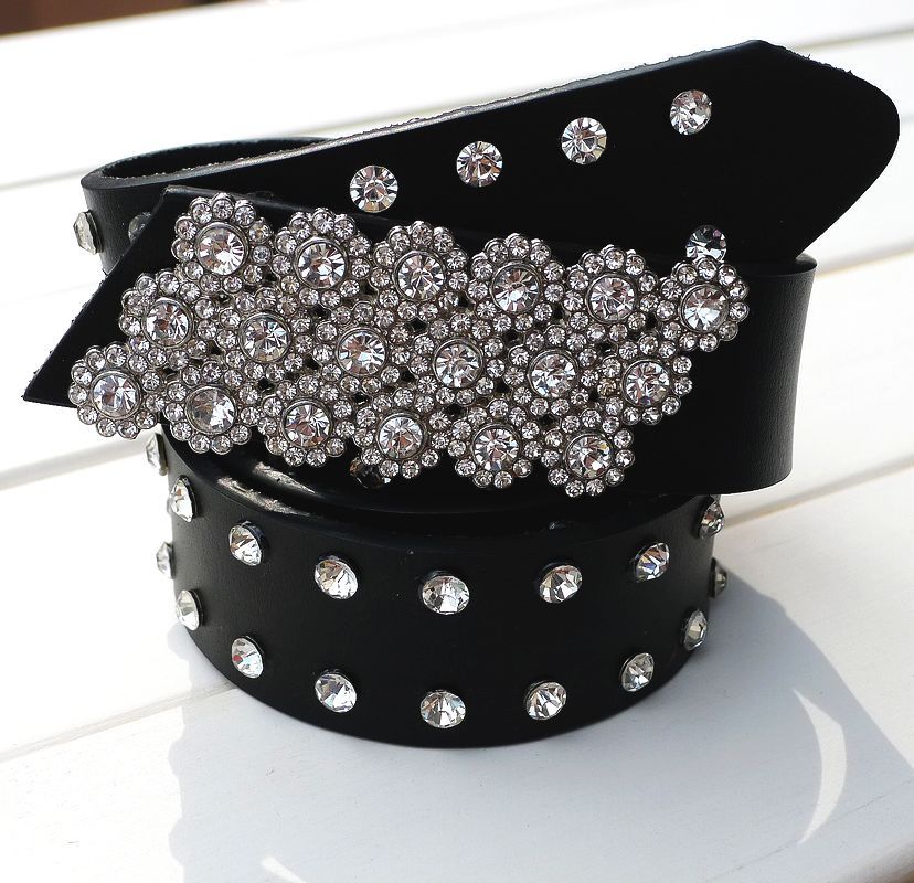 Women's rhinestone 39 genuine leather strap a cowhide female strap