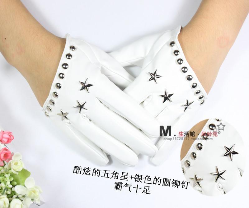 Women's rivet faux leather gloves women's PU repair fashion racerback gulps half finger gloves