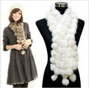 women's scarf Rabbit Pompom Fur Scarf hotsale Free shipping Y3170