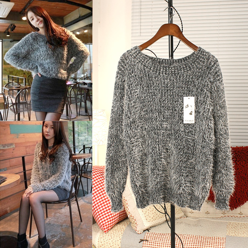Women's seahorse wool loose sweater outerwear elegant mohair sweater female
