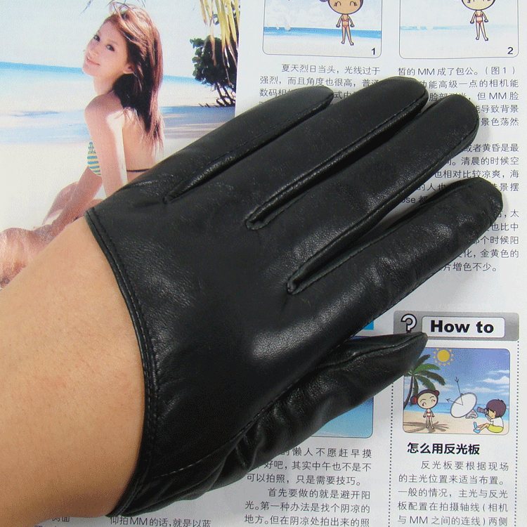 women's semi-finger gloves female sheepskin genuine leather gloves shriveled lucy refers to sheepskin 16