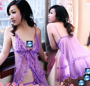 Women's sexy open file the temptation to lace decoration transparent perspectivity set sleepwear lingerie 8006