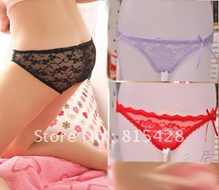 Women's sexy panty transparent lace low-waist panties 8208