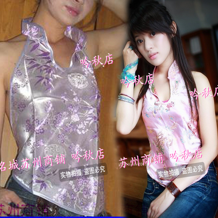 Women's sexy sleepwear woven damask cheongsam collar bellyached adult belly protection apotropaic underwear