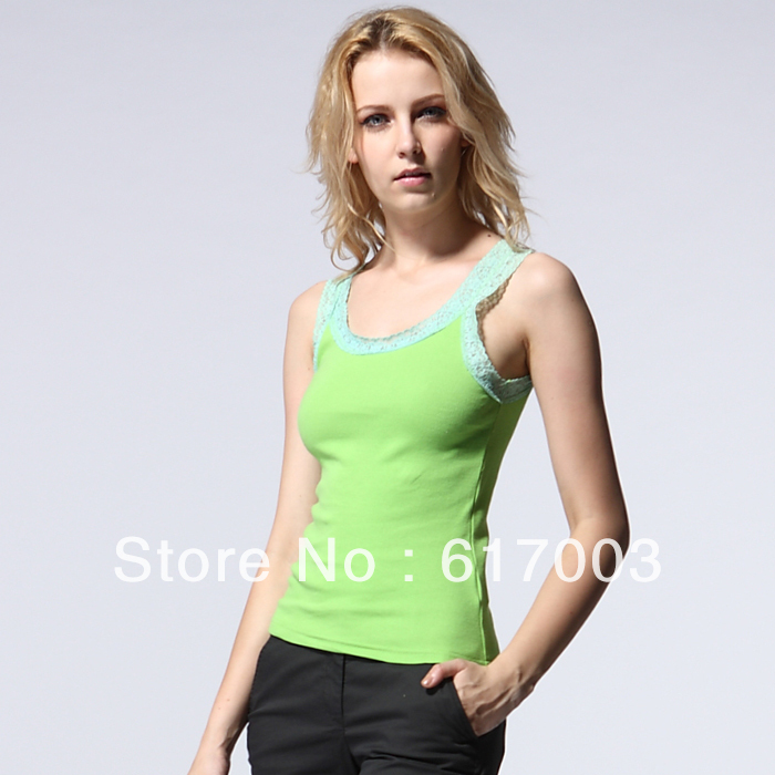 Women's sexy summer cute top with lace decoration basic sport casual tanks