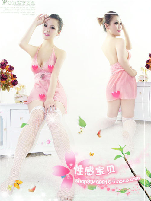 Women's sexy women's underwear lounge halter-neck racerback transparent short skirt thong x8036 erotic underwear of the women