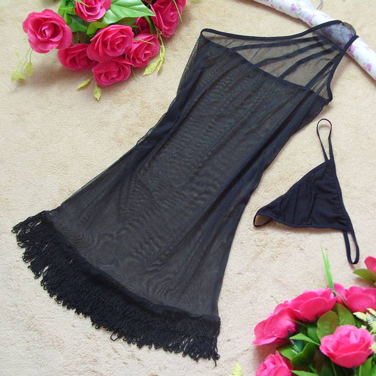Women's sexy women's underwear lounge usuginu transparent one shoulder short skirt t st6322