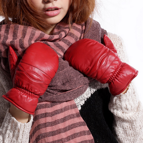 Women's Sheepskin Gloves Berber Fleece Liner Genuine Leather Gloves Winter