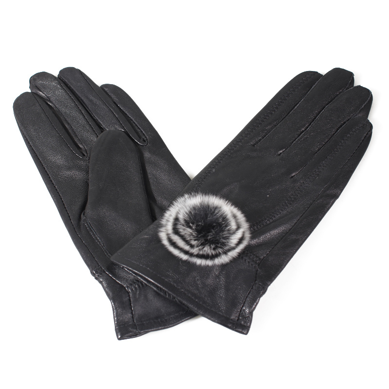 Women's sheepskin gloves wpkds genuine leather thickening gloves winter thermal gloves