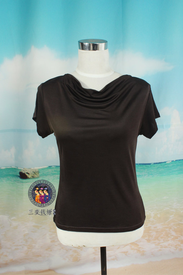 Women's short-sleeve sweater classic all-match skin-friendly double faced silk knitted basic shirt