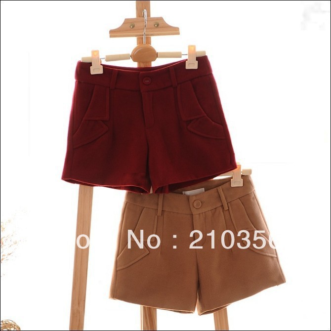 WOMEN'S SHORTS MEDIUM LENGTH SLIMMING Irregular pockets Woolen short pants, in 4 colors choose