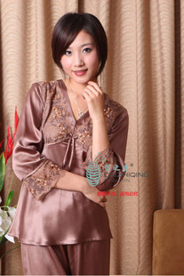 Women's silk sleepwear pants set mulberry silk at home in spring summer  autumn and winter service suzhou silk
