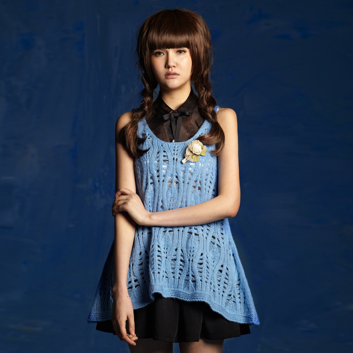 Women's skirt cutout yarn vest crochet knitted vest 2s9983