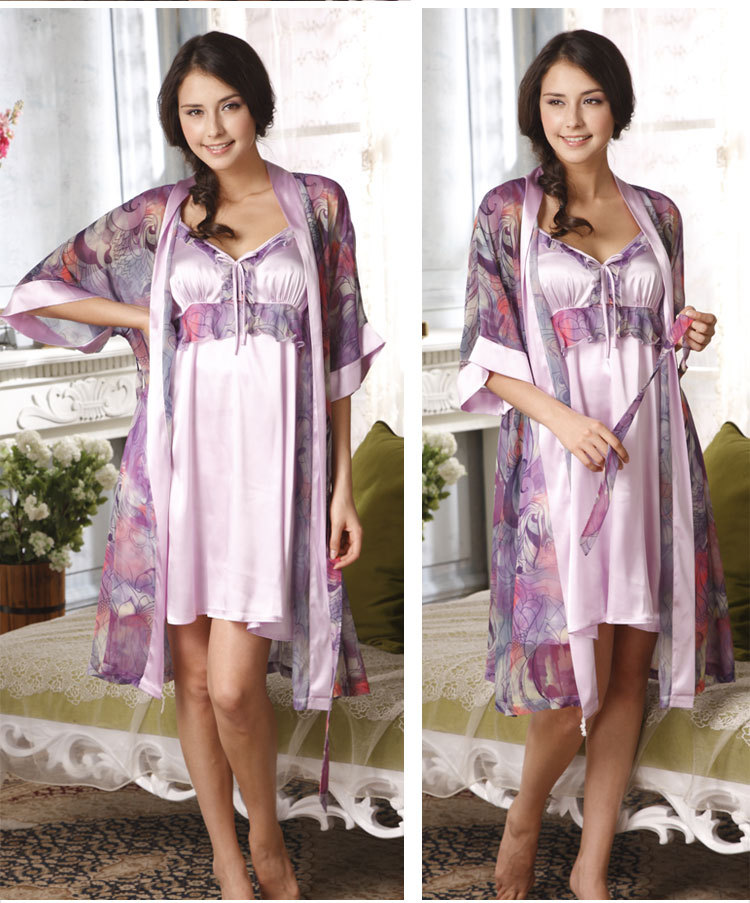 Women's Sleepwear Spring and Autumn Fashion Sexy Female Lounge Nightgown 2 Piece Set Free Shipping