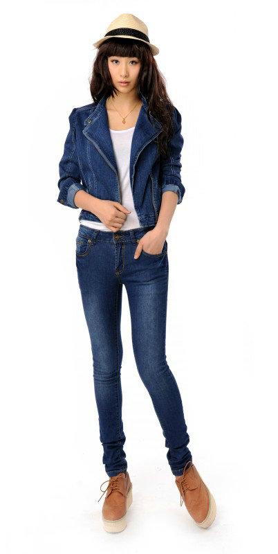 women's slim Denim outerwear  short jacket design denim top short jacket 2013 spring and autumn outerwear  oblique zipper