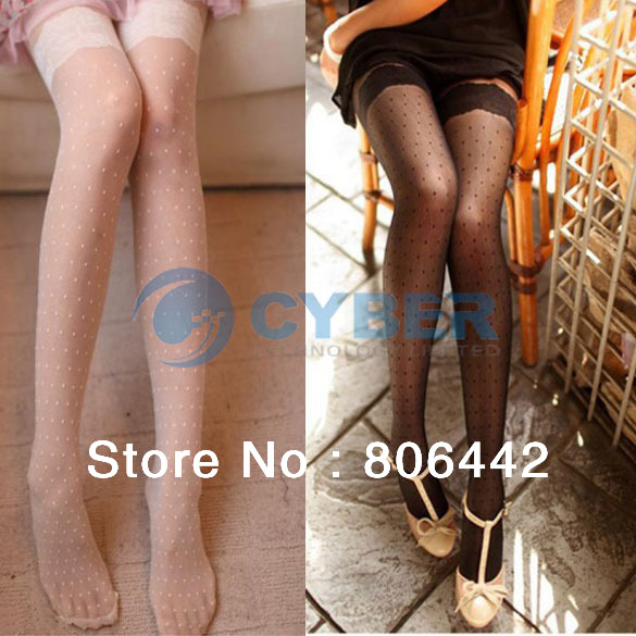 Women's Soft Fashion Sexy Jacquard Pantyhose Tights Sheer Stockings Black, White Free Shipping 10280