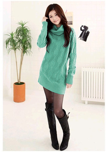 Women's spring 2013 knitted sweater female loose turtleneck rhombus twisted basic shirt Free Shipping