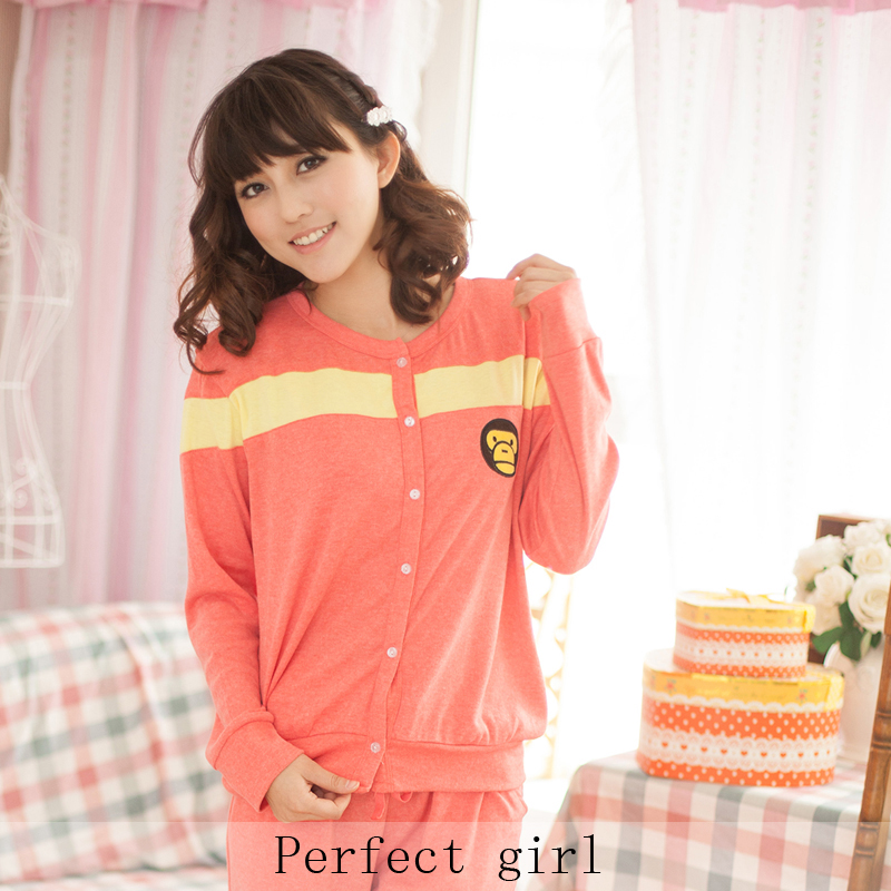 Women's spring and autumn cotton sleepwear apes6 headcounts cartoon lovely sleepwear long-sleeve lounge set twinset