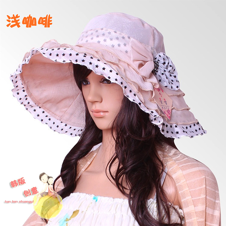 Women's spring and autumn summer fashion sun-shading hat big sun hat along the cap lace large brim beach cap