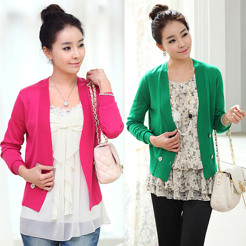 Women's spring gentlewomen all-match kaross style cardigan sweater coat short female