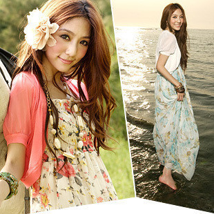 Women's spring plus size cape chiffon short sleeve shrug design cardigan outerwear