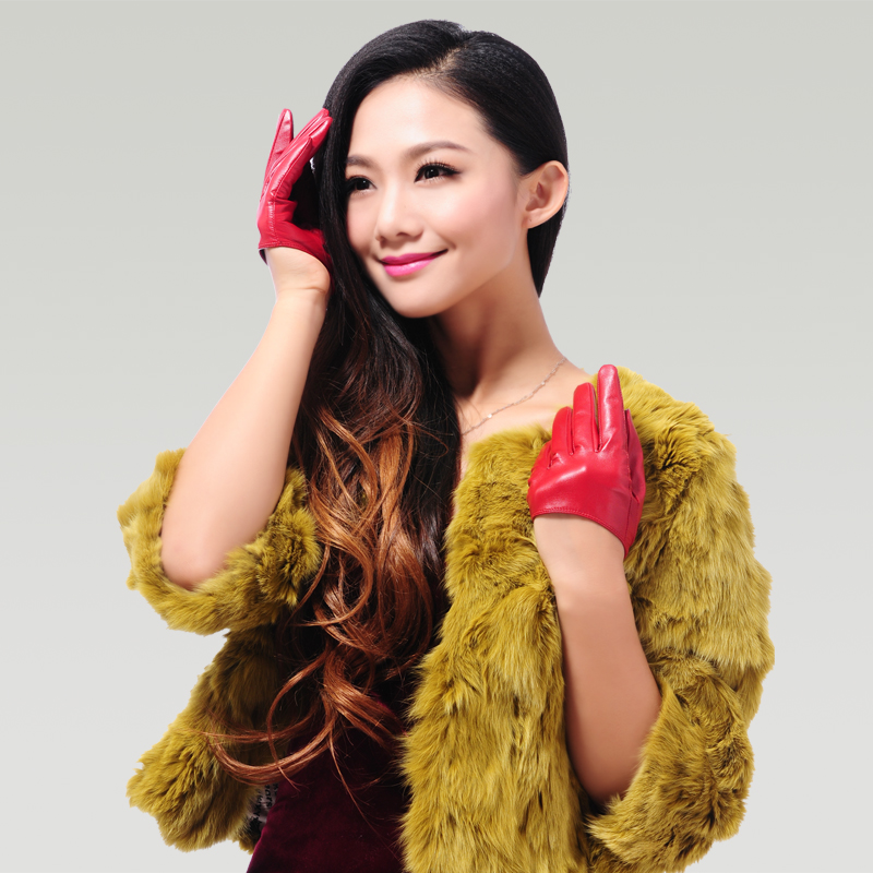 Women's star style genuine leather gloves genuine leather gloves thin genuine leather gloves