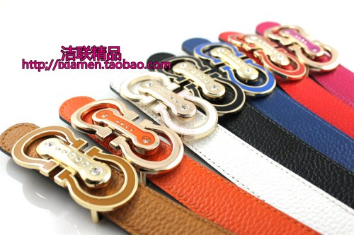 Women's strap genuine leather strap genuine leather strap candy color strap punch