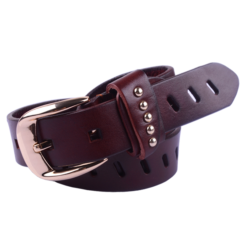 Women's strap genuine leather thin belt female all-match genuine leather cutout strap casual jeans belt