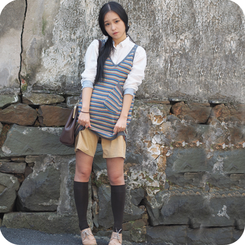 Women's stripe sweater vintage V-neck long design sleeveless vest sweater outerwear