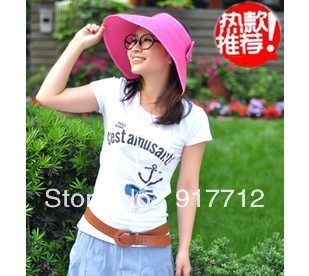 Women's summer sun hat folding strawhat straw braid beach visor cap sunbonnet