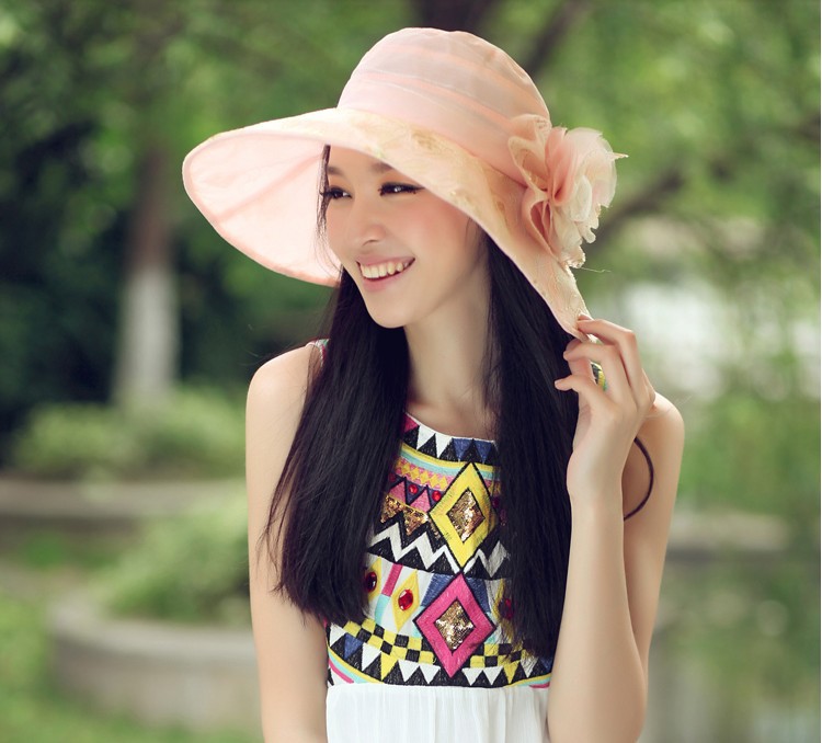Women's Summer Sun Hats Large Brim Anti-uv Sun-shading Hat with Band