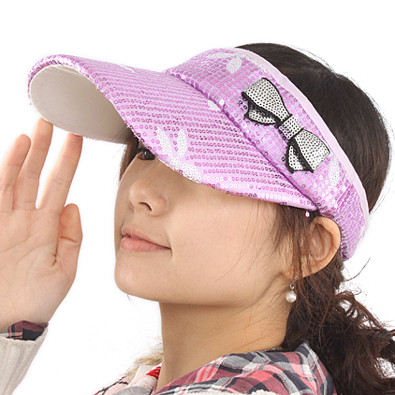Women's summer sun visor sun-shading sunscreen hat large-brimmed hat bow paillette