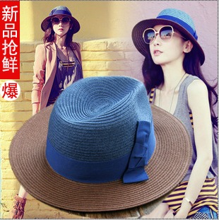 Women's sunbonnet beach fedoras strawhat summer bow hat