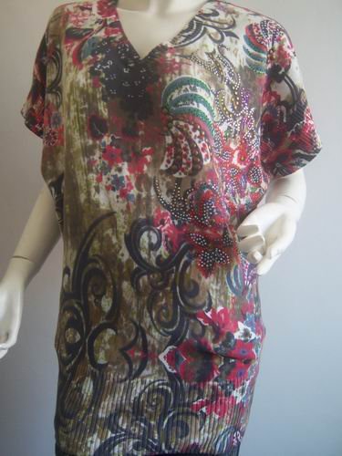 Women's sweater Long Long style Vest Size M Color White (print Multi-Colored) Material Bomuull82% nylon18%