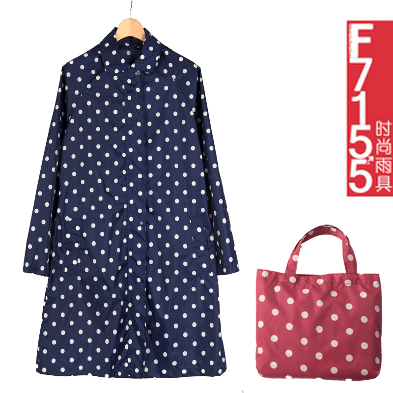 Women's sweet fashion big dot polka dot medium-long weatherproof overcoat raincoat poncho