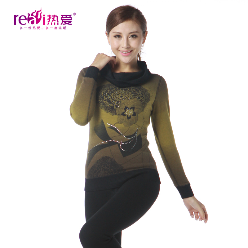 Women's thermal underwear thermal top thickening plus velvet women's turtleneck thermal underwear plus size