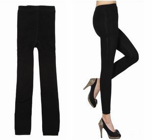 Women's thickening double layer black thermal loop pile legging pants ankle length trousers all-match