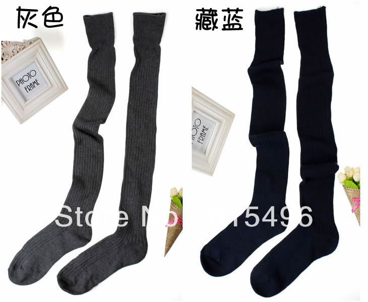Women's thickening ossan stocking thermal yarn over-the-knee socks ultra long stripe socks 7716