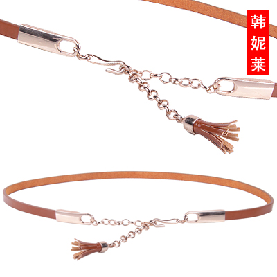 Women's thin belt female all-match tassel belt Women fashion decoration strap japanned leather belly chain