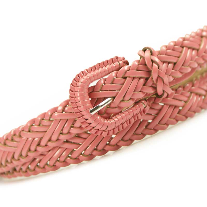 Women's thin braided belt regenerated leather strap