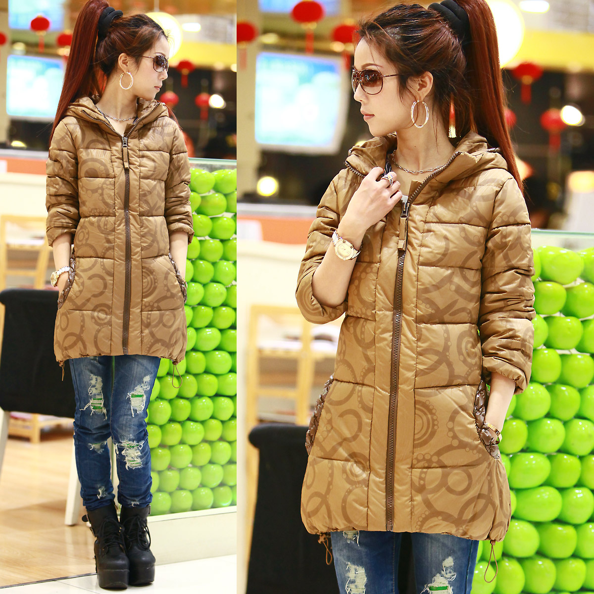 Women's thin wadded jacket 2012 women's cotton-padded jacket wadded jacket medium-long slim overcoat thickening wadded jacket