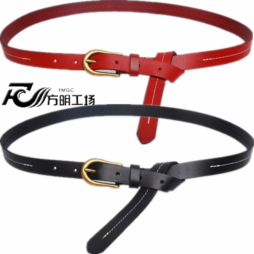 Women's tieclasps thin belt genuine leather decoration brief fashion vintage cowhide strap fashion all-match accounterment