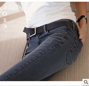 Women's tight s235 grey skinny jeans female slim elastic boot cut jeans