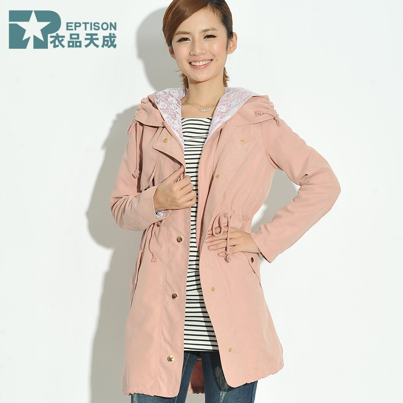 Women's trench 2012 autumn with a hood slim waist women's outerwear trench female